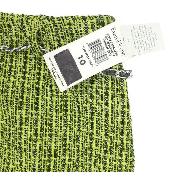 Evan Picone Straight Skirt Womens Size 10 Side Zipper Fashion Belt Green Nubby - Picture 11 of 12